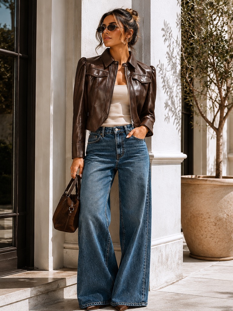 Nwt Jonathan Simkhai Wyatt Vegan Leather Coffee Brown Puff Sleeve Jacket Size Xs